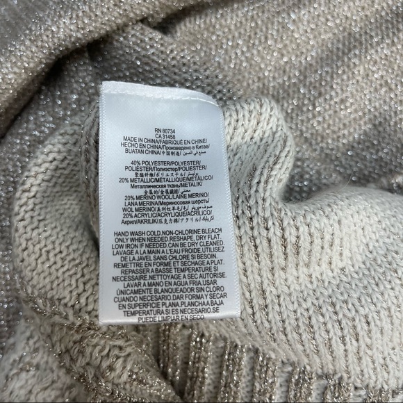 NWT BCBG MAXAZRIA  womens cold shoulder metallic silver sweater sz s champgn - Picture 14 of 16